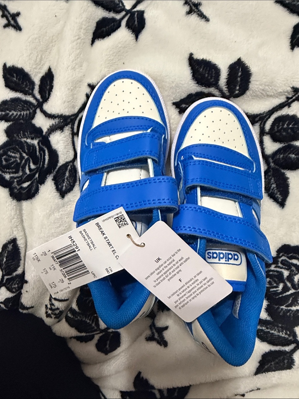 adidas Kids Royal Blue and White Velcro Strap Sneakers